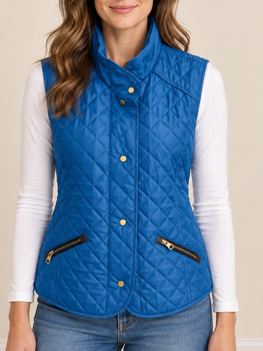PECK & PECK COBALT BLUE QUILTED ZIP-UP PUFFER VEST | SIZE SMALL